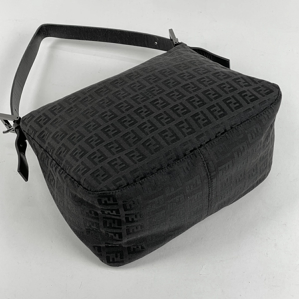Fendi Black Hobo Canvas Zucchino Shoulder Bag Handbag